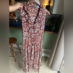 Vintage Rust Brown Printed Maxi Dress